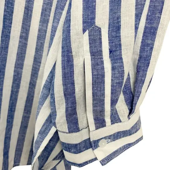 Old Navy Blue and White Striped Button-Down Shirt - Picture 7 of 9